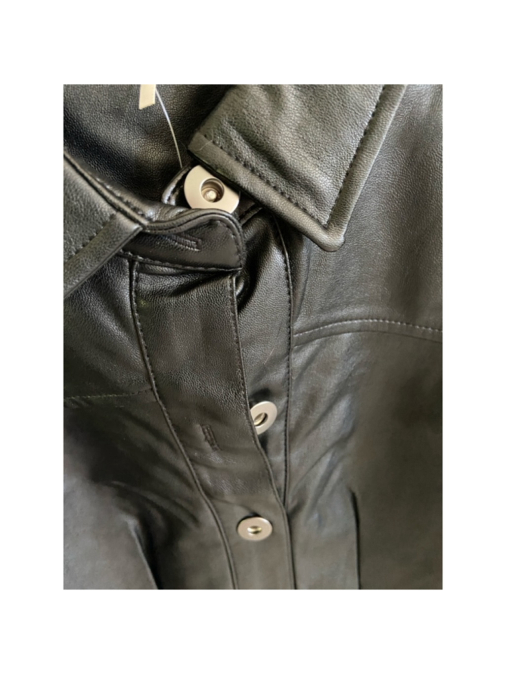 Free People NWT Size 10 Black Faux Leather Shirt Dress Western Moto - Picture 8 of 11